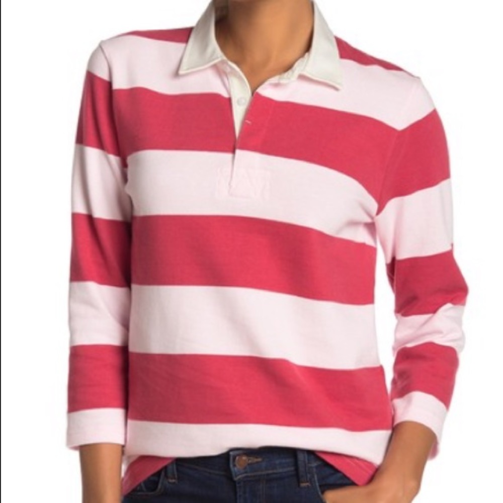 J Crew Womens 1984 Rugby Shirt Red/Pink Sm